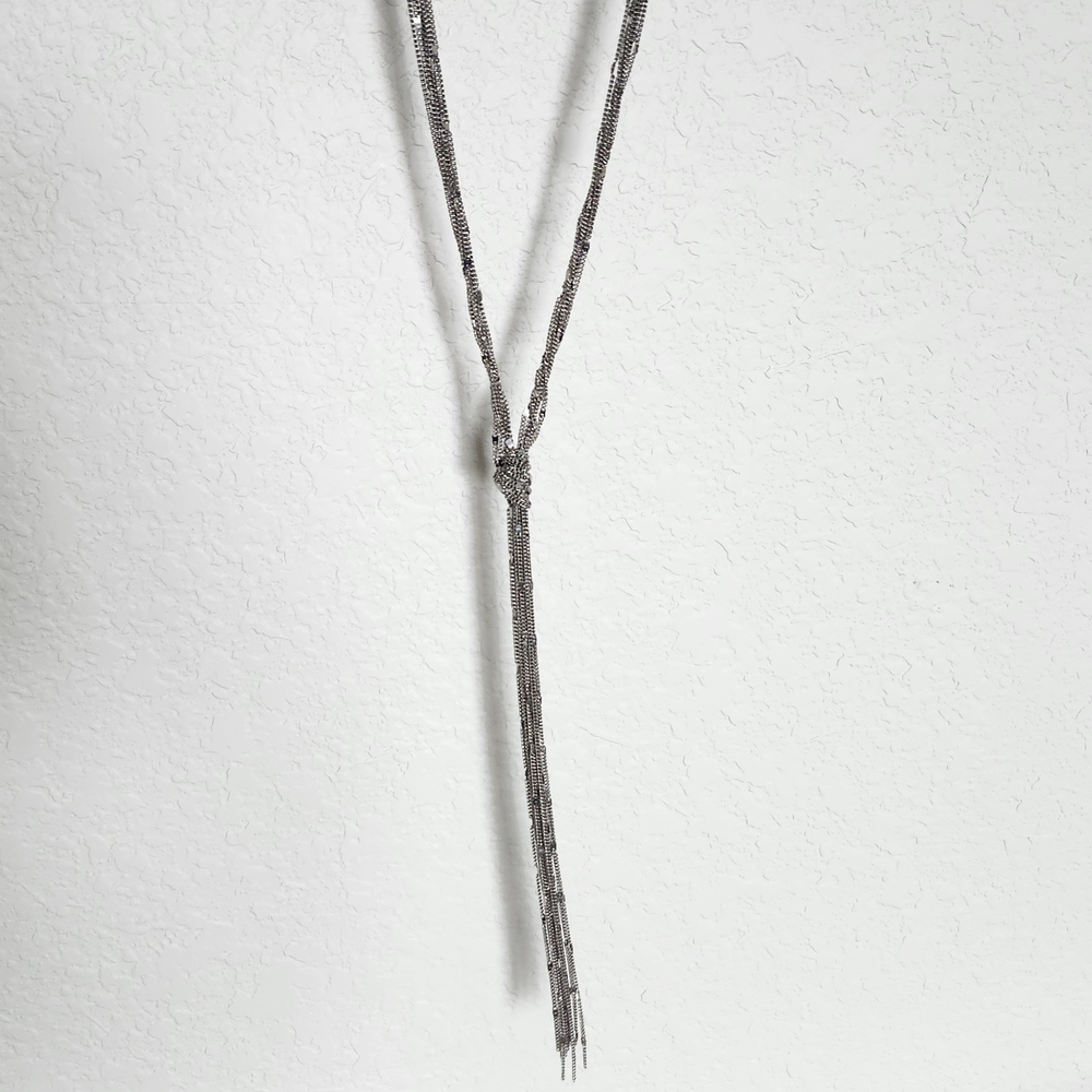 Elegant Silver Lariat Necklace